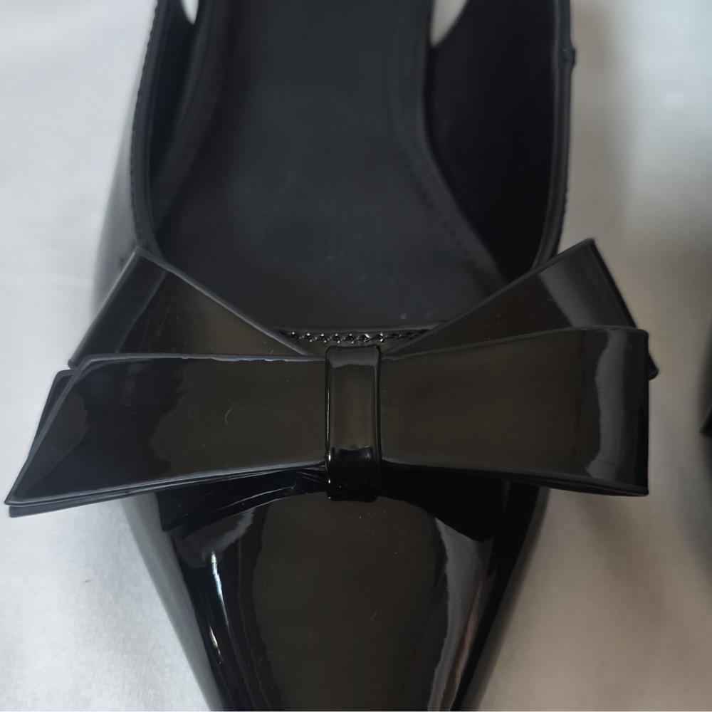 NWOT Marc Fisher Black Patent Leather Bow Pointed Toe Slingback Heels 9M - Picture 6 of 14